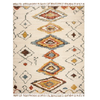 Ivory Geometric Design Knotted Area Rug 9'X12' - Safavieh