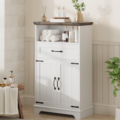 Bathroom Cabinet, Farmhouse Storage Cabinet with Doors and Drawers for Kitchen Laundry Living Room Bedroom