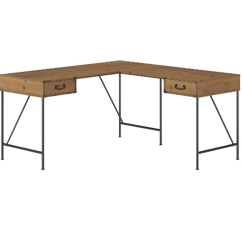 Bush Furniture Ironworks 60 L Shaped Desk Vintage Golden Pine Ki50112 03 Target