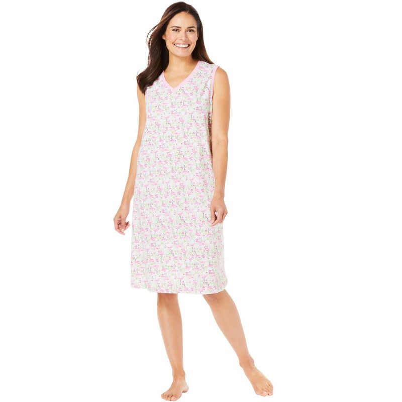 Dreams & Co. Women's Plus Size Short Sleeveless Sleepshirt, 1 of 2