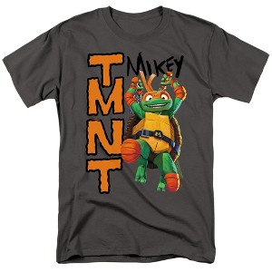 Teenage Mutant Ninja Turtles Mutant Mayhem Mikey Adult T Shirt, Charcoal - 1 of 4