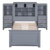 Twin Size Wood Platformbed with Vertical All-in-One Cabinet and 4 Drawers on each side White - 3 of 4