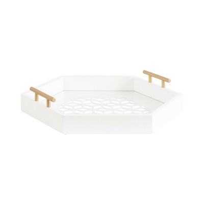 Kate and Laurel Caspen Hexagon Decorative Tray, 18x18, White