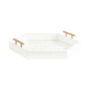 Kate and Laurel Caspen Hexagon Decorative Tray, 18x18, White - 1 of 4