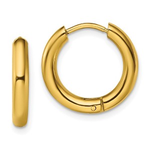 Chisel Stainless Steel Polished Yellow IP-plated 3mm Hinged Hoop Earrings - 1 of 4