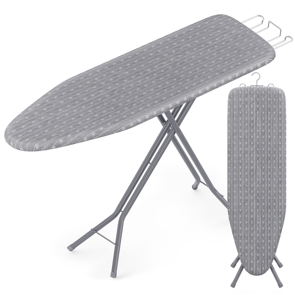 LEDREM Ironing Board with Cover & Pad, Foldable Steel Frame, Adjustable Height, Iron Rest, for Laundry Room - thumbnail 8