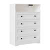 4 Drawer Wooden Dressers for Bedroom with LED Lights & Charging Station, Modern Nightstand for Bedside - 4 of 4