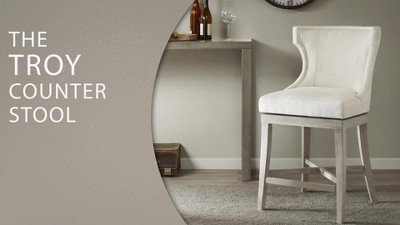 Trentin Cream Wood Swivel Wingback Counter Stool