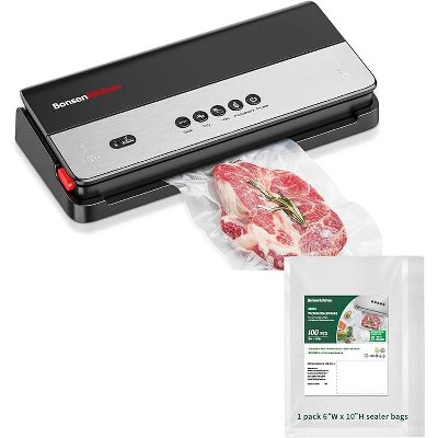 Bonsenkitchen Vacuum Sealer with cutter, bag storage, high-speed Globefish tech, portable design, bundled with 6"x10" sealer bags