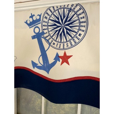 Sea Crown Glory Off White and Navy Cotton Valance