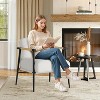 Accent Chair, Boucle Arm Chair, Living Room Chair with Metal Frame, Modern Bedroom Reading Accent Chair, Boucle Armchair with Wooden Arms - 2 of 4