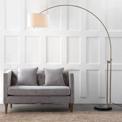 Elegant 84'' Antique Gold Arc Floor Lamp with White Cotton Shade