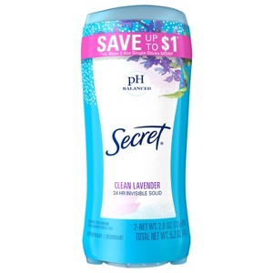 Secret Invisible Solid Antiperspirant and Deodorant, Clean Lavender, Twin Pack, 2.6 Oz each - 1 of 1