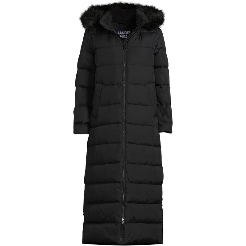 Lands' End Women's Tall Winter Long Down Coat with Faux Fur Hood, 3 of 7