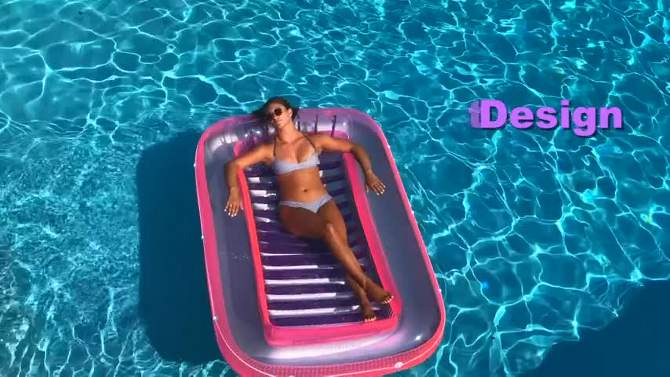 SWIMLINE ORIGINAL Suntan Tub Classic Edition Inflatable Floating Lounger Pink, Tanning Pool Hybrid Lounge, Comfort Pillow, Fill With Water, 2 of 8, play video