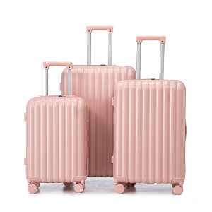 NAYSAYE Luggage Sets 3Piece Set ABS Spinner Wheel Suitcase with Combination Lock, 20 24 28 Inch Travel Luggage, Pink, 19.3"*11.4"*29.5" - 1 of 4