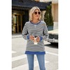Womens Striped Sweatshirts Crew Neck Side Slit Sweatshirts Faux V-Notch Stripes Long Sleeve T-Shirt Basic Tops Lightweigth All Season Tops - 3 of 4