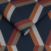 Cirque Nuit Navy Blue and Orange Geometric Paste the Wall Wallpaper - 3 of 4