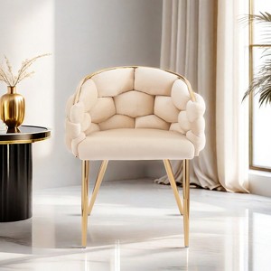 Ridstar Upholstered Handmade Velvet Accent Chair & Armchair With Gold Legs For Reading, Living Room-Beige - 1 of 4