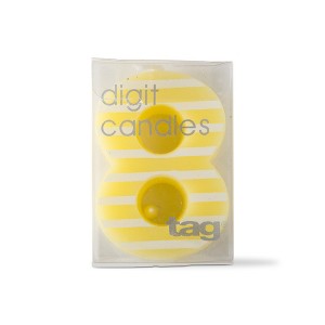 tagltd Eight Digit Birthday Party Candles Yellow Multi Stripes Pillar Candles for Cake Paraffin Wax 1.375x0.5x1.875 in - 1 of 2