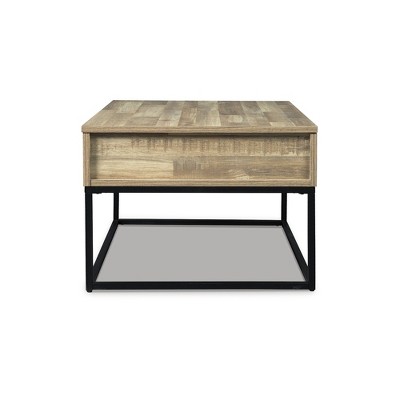 Urban Loft 36'' Beige & Black Rectangular Lift-Top Coffee Table with Storage