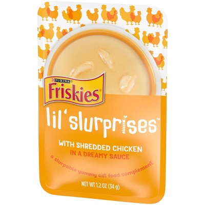 Friskies Lil&#39; Slurprises Compliments Lickable Shredded Chicken Wet Cat Food - 1.2oz