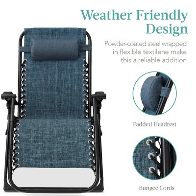 Graphite Blue Oversized Zero Gravity Lounger with Cushions and Arms
