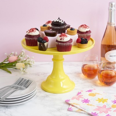 Cheerful Yellow Melamine Cake Stand for Desserts