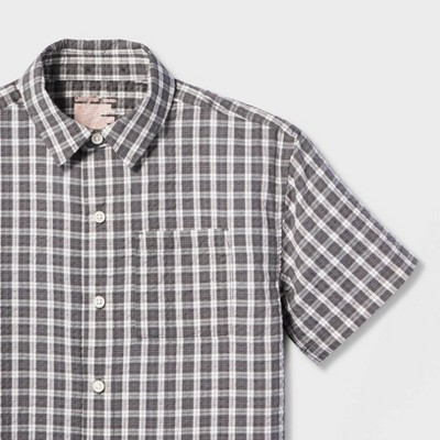Детские рубашки Cat & Jack Boys' Short Sleeve Relaxed Fit Plaid Button-Down Shirt - Cat & Jack™ Charcoal Gray S — фото 3