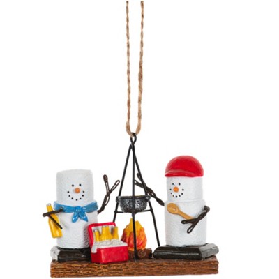 Ganz Smores Plastic Holiday Christmas Ornament, Campfire Snowman Couple