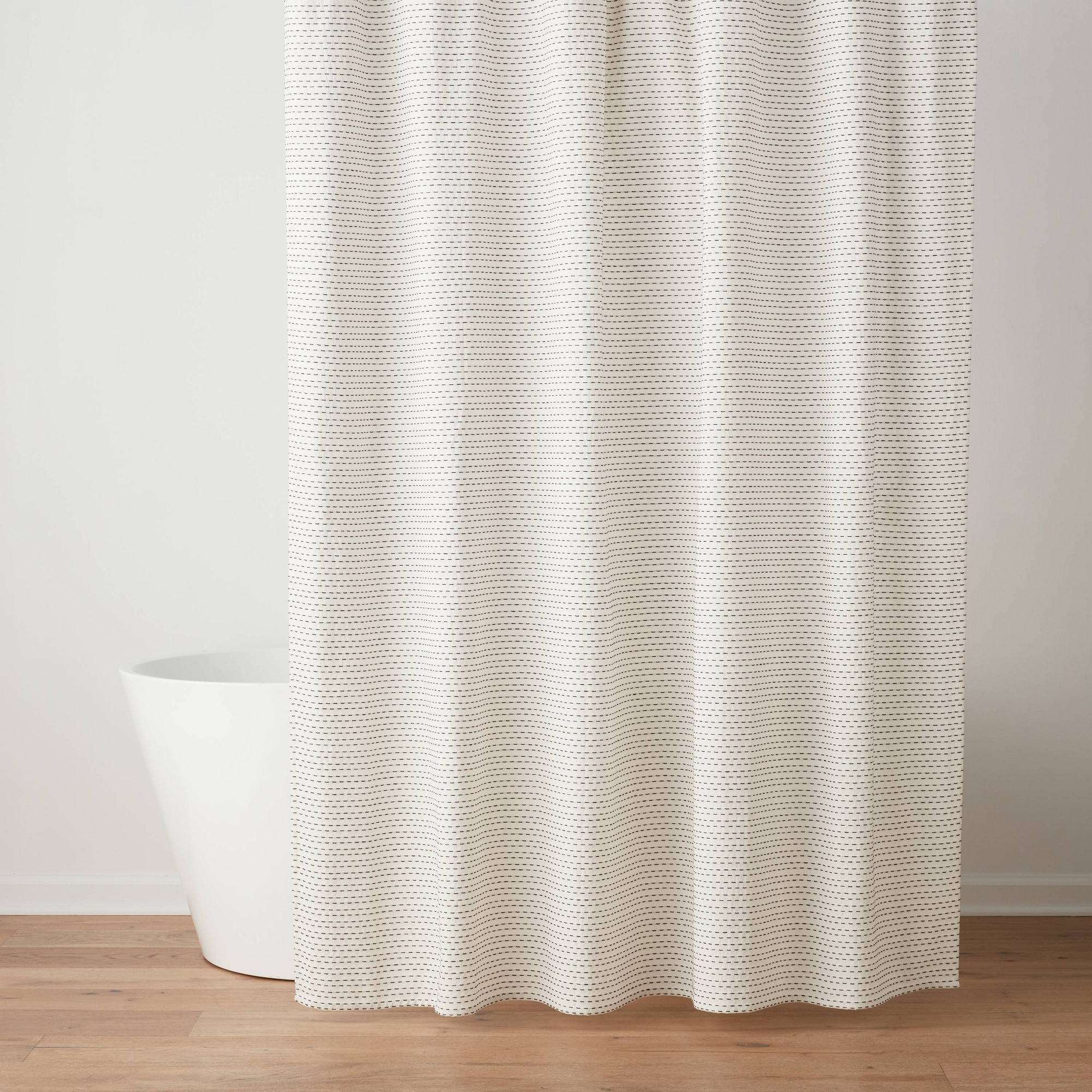 Woven Dot Line Shower Curtain Ivory/Black - Threshold™