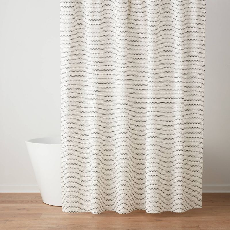 Woven Dotted Line Shower Curtain - Threshold&#8482;, 1 of 6