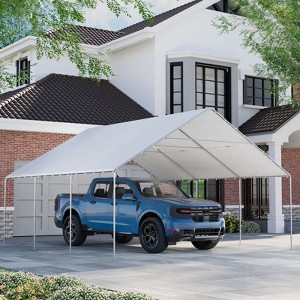 EROMMY 20x20 Heavy Duty Carports, Waterproof & UV Protected Garage Top Tarp Shelter Cover, Outdoor Portable Garage For Car - 1 of 4