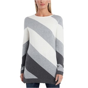 Vince Camuto Womens Asymmetrical Stripe Pullover Sweater - 1 of 1