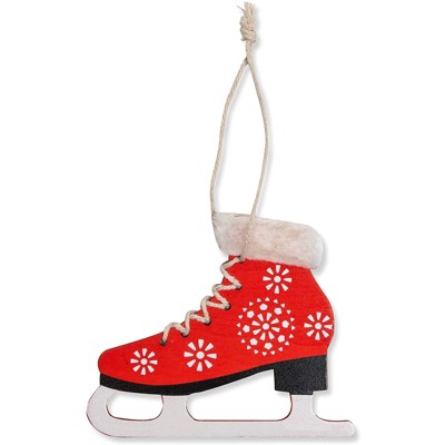 Festive Wooden Ice Skates Christmas Tree Ornaments Set