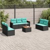 vidaXL Patio Sofa Set Black, Blue PE Rattan, powder-coated steel, polyester - Black and Blue With Table - 2 of 4