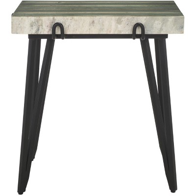 Marlin Marble Side Table - Multi Marble/Black - Safavieh