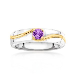 Ross-Simons 0.20 Carat Amethyst Ring in Sterling Silver and 18kt Gold Over Sterling - 1 of 4
