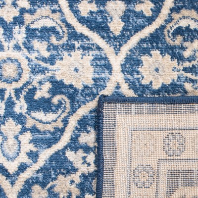 Elegant Square Navy and Light Grey Synthetic Area Rug, 6'7" Square