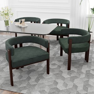 Airsurfer Modern Beige Accent Chairs Set of 2, Teddy Upholstered Barrel Armchairs with Open Back & 3 Legs, Comfy Side Chairs for Living Room - 1 of 4