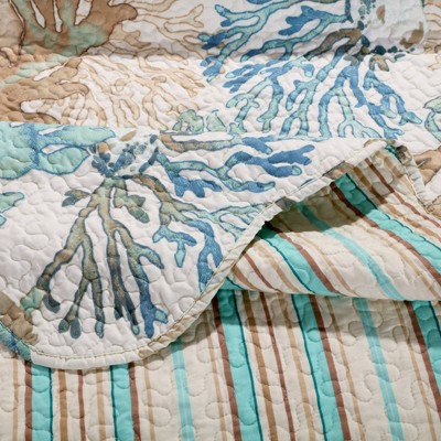 Atlantis Jade Coastal Sea Coral Full/Queen Quilt Set
