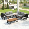 Maggift Terrace Seating Group, Casual Terrace Set, Outdoor Dialogue Set, Patio with Cushions, Backyard, Gray, 85.14"*49.2"*22.8" - 4 of 4