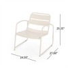 SKRAN Set of 2 Outdoor Slatted Chair, Patio Arm Chair with Powder-coated Iron and Metal frame for Patio, Porch, Poolside and Balcony, Matte White - 3 of 4