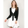 INSPIRE CHIC Women's Tie Front Long Sleeve Crop Ruffle Knit Cardigan Sweaters - 3 of 4