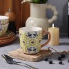 Lorren Home Trends 16-Piece Bone China Floral Dinnerware Set, Yellow and Gray Pattern, Dishwasher and Microwave Safe - 4 of 4