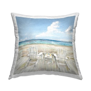 Stupell Industries Seats Overlooking Beach Outdoor Decorative Throw Pillow, 18 x 18 - 1 of 3