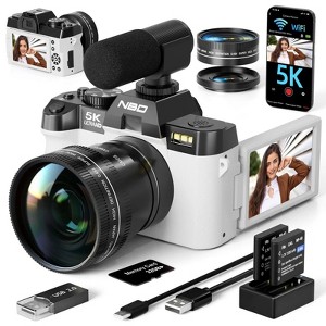 NBD 5K Digital Camera 48MP AF/MF Vlogging Camera for YouTube with 180° Flip Screen & 32GB Card - 1 of 1