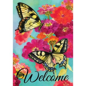 Morning Butterflies Spring House Flag Welcome Floral 28" x 40" Briarwood Lane - 1 of 4