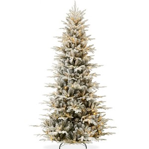 Best Choice Products Pre-Lit Flocked Artificial Aspen Noble Fir Christmas Tree w/ Branch Tips, LED Lights - 1 of 4