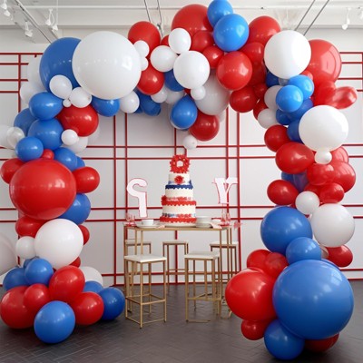 PartyWoo Balloons Red White Royal Blue 18 12 10 5 Inch 140 pcs